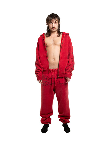 FOOLS AND DRUNKS SWEATPANTS - RED