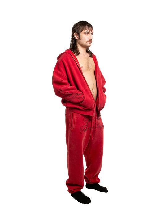 FOOLS AND DRUNKS SWEATPANTS - RED